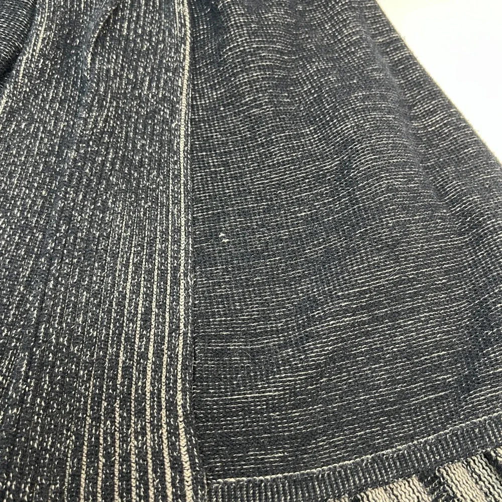 Fever Open-Knit Long‎ Duster Cardigan Long Sleeve Black Cream Sweater Size XS